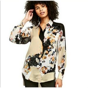 3.1 Phillip Lim for Target Floral Sheer Button Down Long Sleeve Women's S